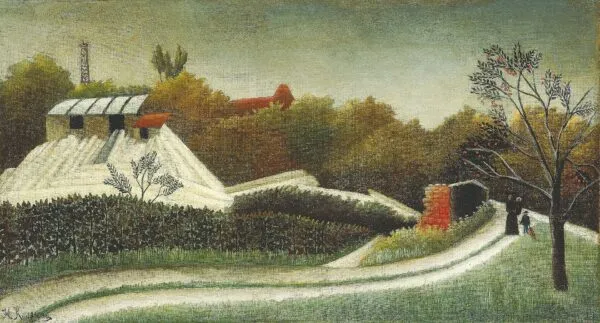 Sawmill, Outskirts of Paris (1891) by Henri Rousseau — original painting reproduced as a hand-painted oil on canvas