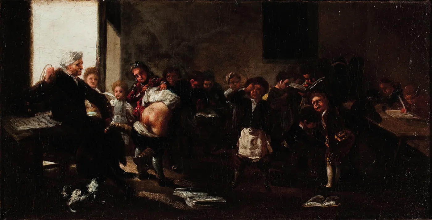 School scene (1780) by Francisco Goya — original painting reproduced as a hand-painted oil on canvas