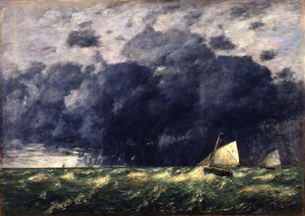 Sea... (1886) by Eugène Louis Boudin — original painting reproduced as a hand-painted oil on canvas