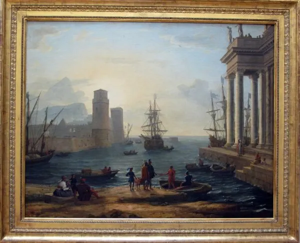 Sea Harbor, Fog Effect (1646) by Claude Lorrain — original painting reproduced as a hand-painted oil on canvas