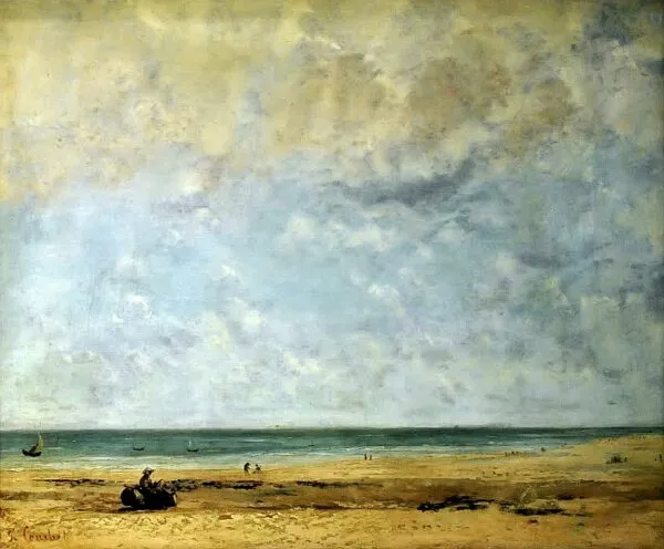 Seashore (1863) by Gustave Courbet — original painting reproduced as a hand-painted oil on canvas