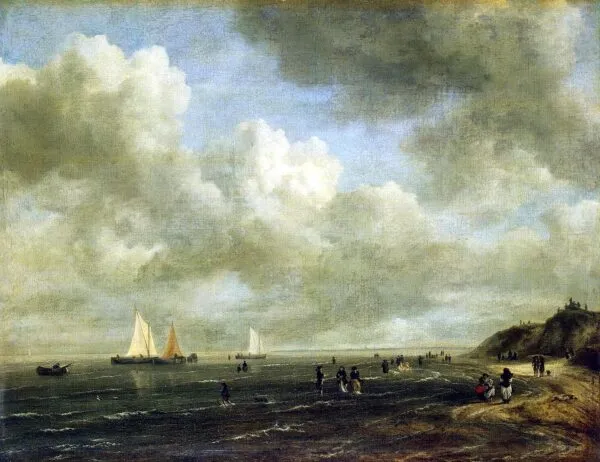 Seashore (1676) by Jacob van Ruisdael — original painting reproduced as a hand-painted oil on canvas