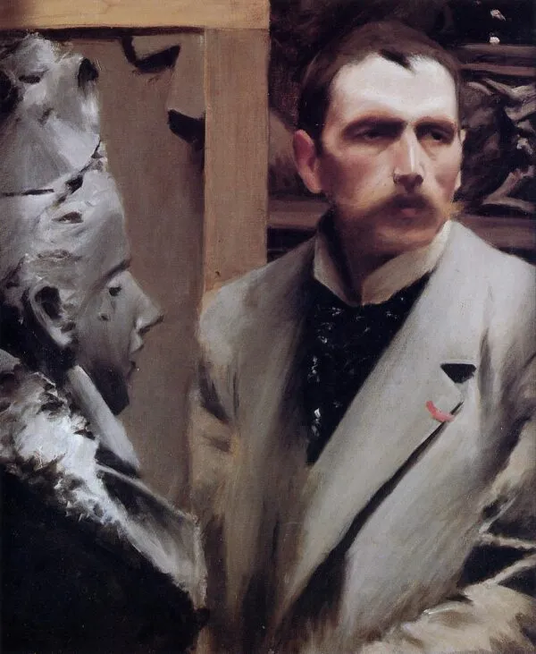Self-portrait 1889 by Anders Zorn (1889) by Anders Zorn — original painting reproduced as a hand-painted oil on canvas