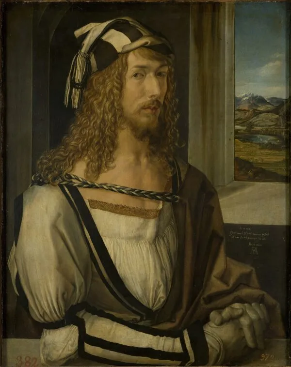 Self-Portrait (1498) by Albrecht Dürer — original painting reproduced as a hand-painted oil on canvas