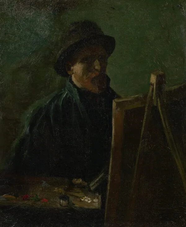 Self-Portrait as a Painter (1886) by Vincent van Gogh — original painting reproduced as a hand-painted oil on canvas