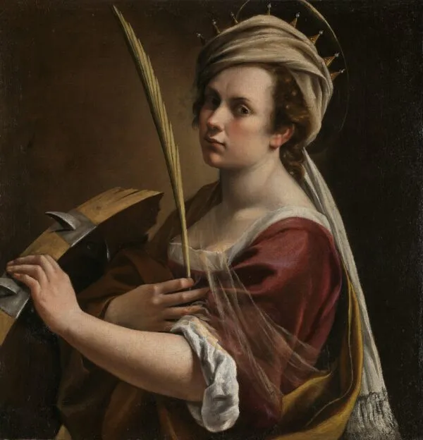 Self-Portrait as Saint Catherine of Alexandria (1616) by Artemisia Gentileschi — original painting reproduced as a hand-painted oil on canvas