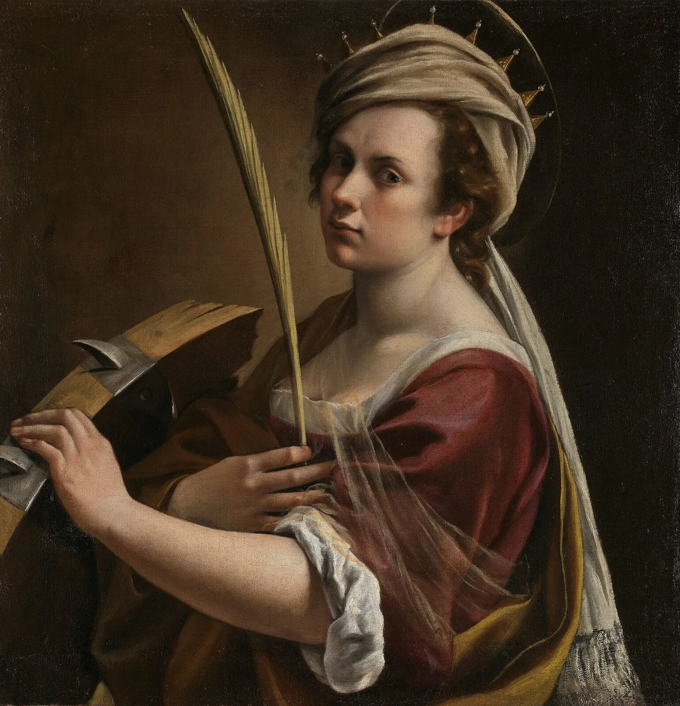 Self-Portrait as Saint Catherine of Alexandria (1616) by Artemisia Gentileschi — original painting reproduced as a hand-painted oil on canvas