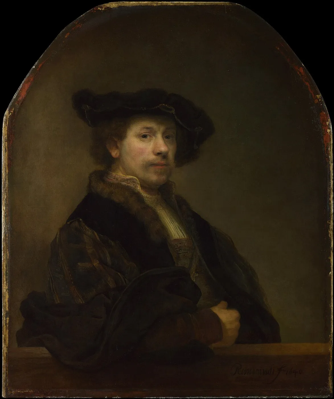 Self-Portrait at the Age of 34 (1640) by Rembrandt — original painting reproduced as a hand-painted oil on canvas