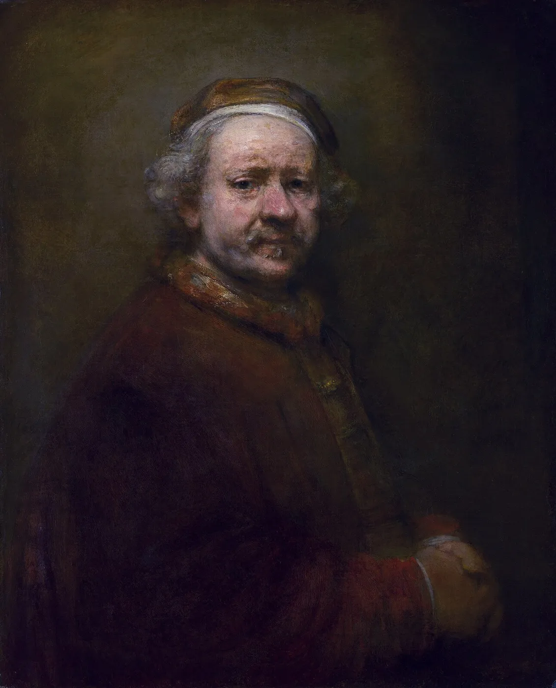 Self-Portrait at the Age of 63 (1669) by Rembrandt — original painting reproduced as a hand-painted oil on canvas