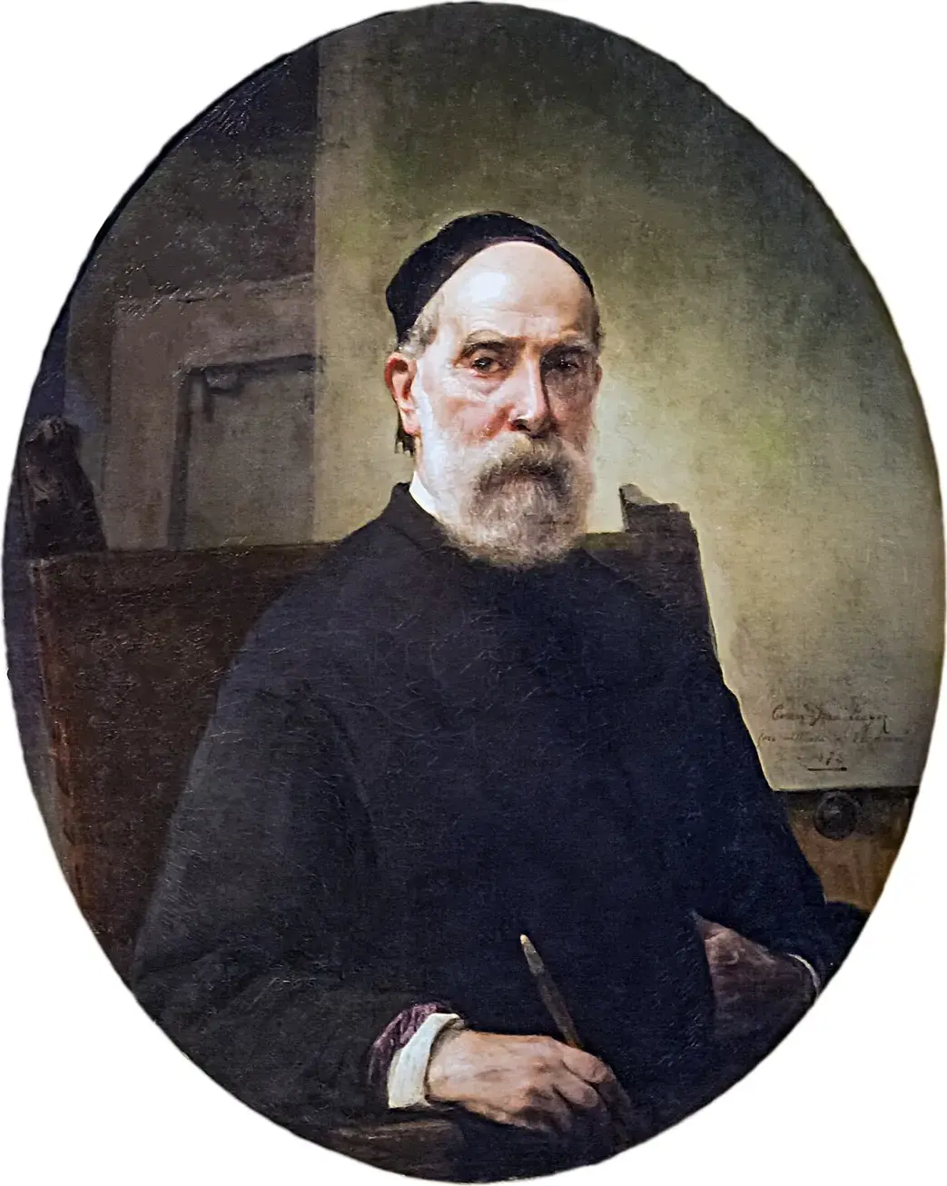 Self-portrait at the age of 88 (1878) by Francesco Hayez — original painting reproduced as a hand-painted oil on canvas