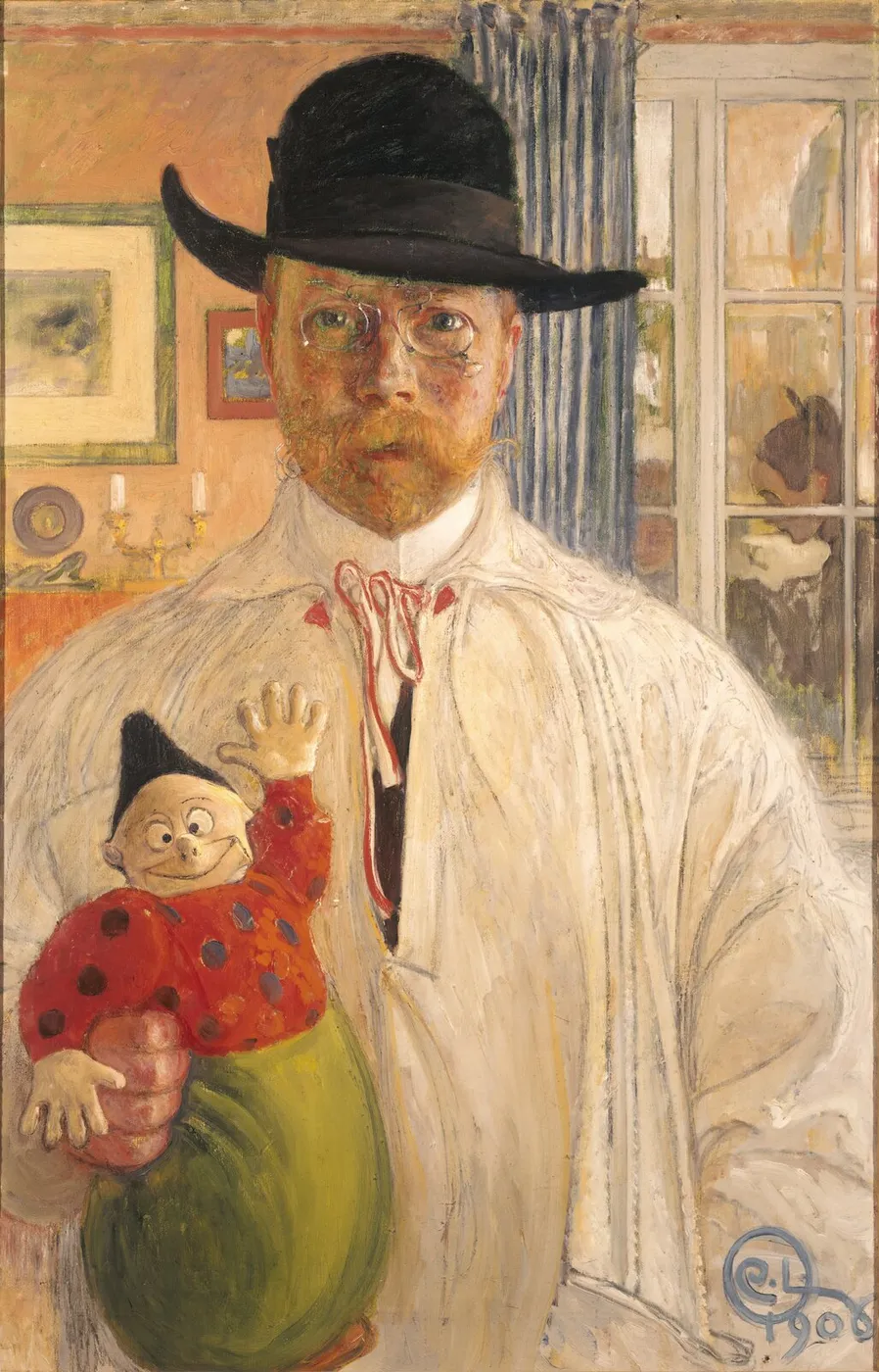 Self-portrait (1906) by Carl Larsson — original painting reproduced as a hand-painted oil on canvas