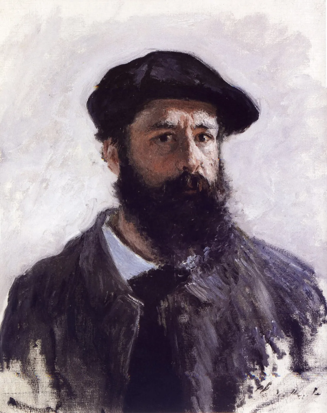 Self-portrait in Beret (1886) by Claude Monet — original painting reproduced as a hand-painted oil on canvas