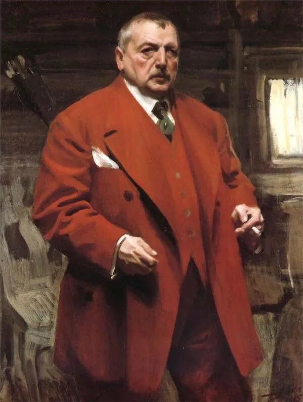 Self Portrait in Red (1915) by Anders Zorn — original painting reproduced as a hand-painted oil on canvas