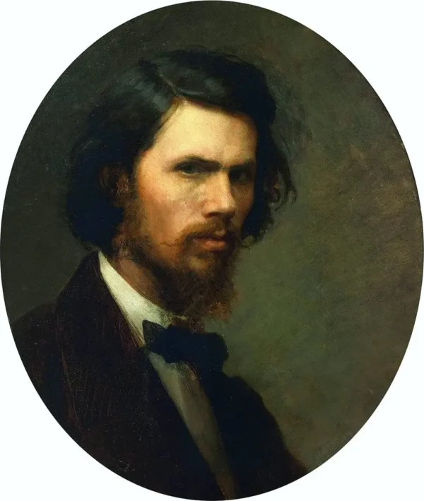 Self-portrait (1867) by Ivan Kramskoi — original painting reproduced as a hand-painted oil on canvas