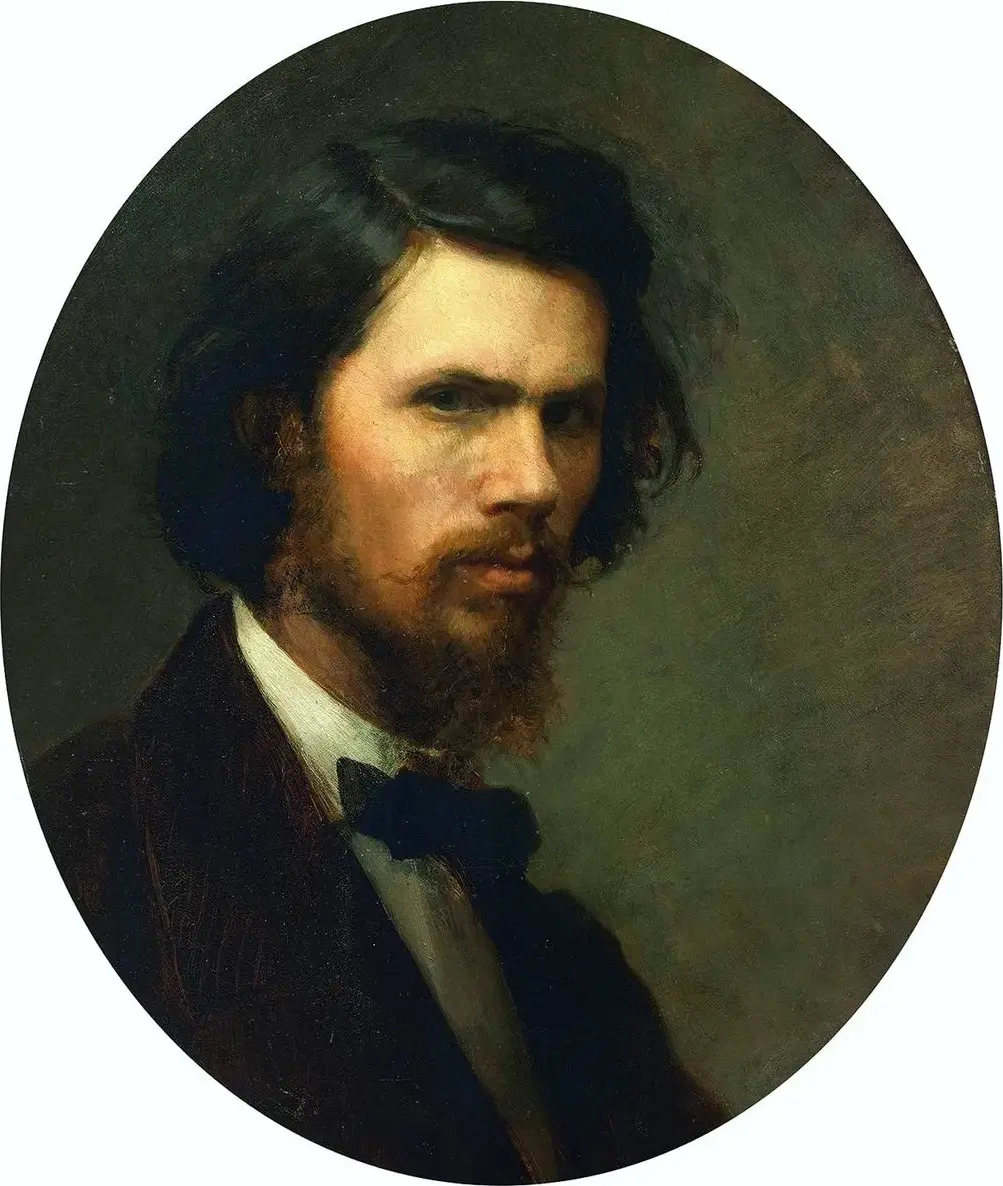 Self-portrait (1867) by Ivan Kramskoi — original painting reproduced as a hand-painted oil on canvas