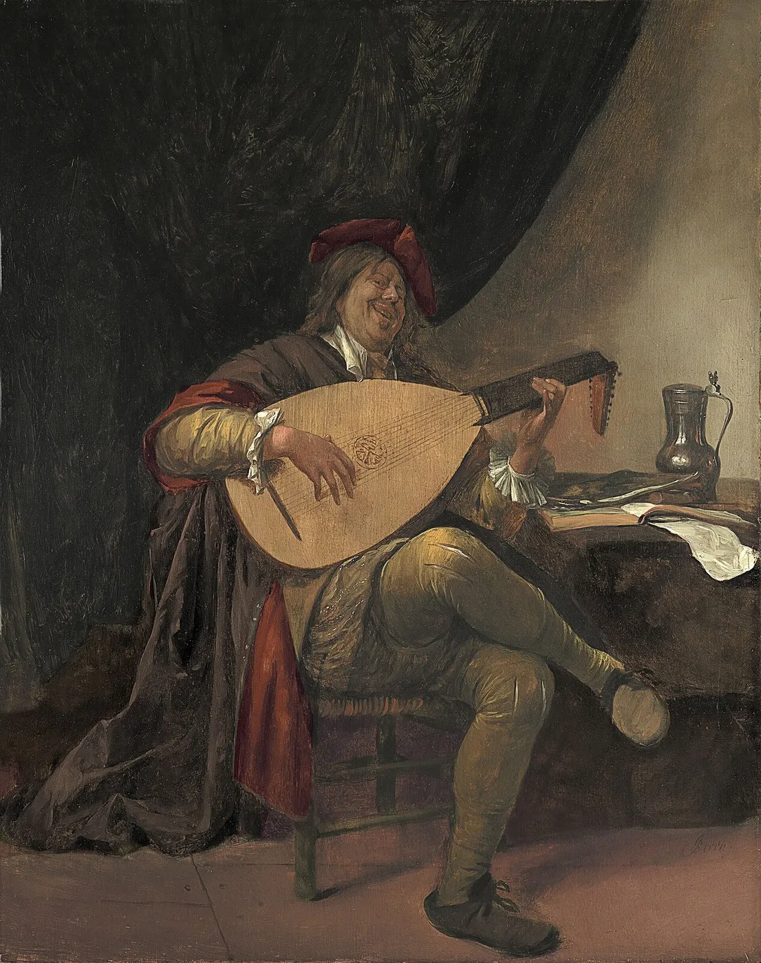 Self-Portrait playing the Lute (1660) by Jan Steen — original painting reproduced as a hand-painted oil on canvas