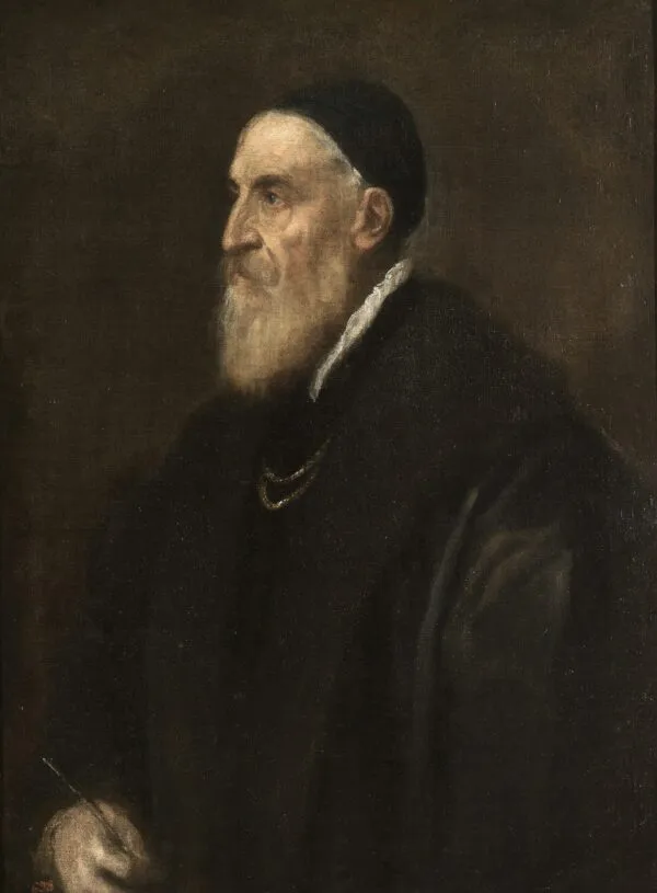 Self-Portrait (1562) by Titian — original painting reproduced as a hand-painted oil on canvas