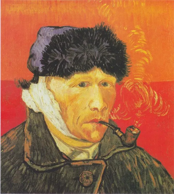Self-Portrait With a Bandaged Ear (1889) by Vincent van Gogh — original painting reproduced as a hand-painted oil on canvas