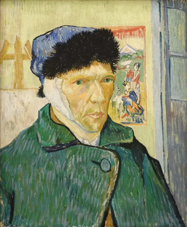 Self-Portrait with Bandaged Ear (1889) by Vincent van Gogh — original painting reproduced as a hand-painted oil on canvas
