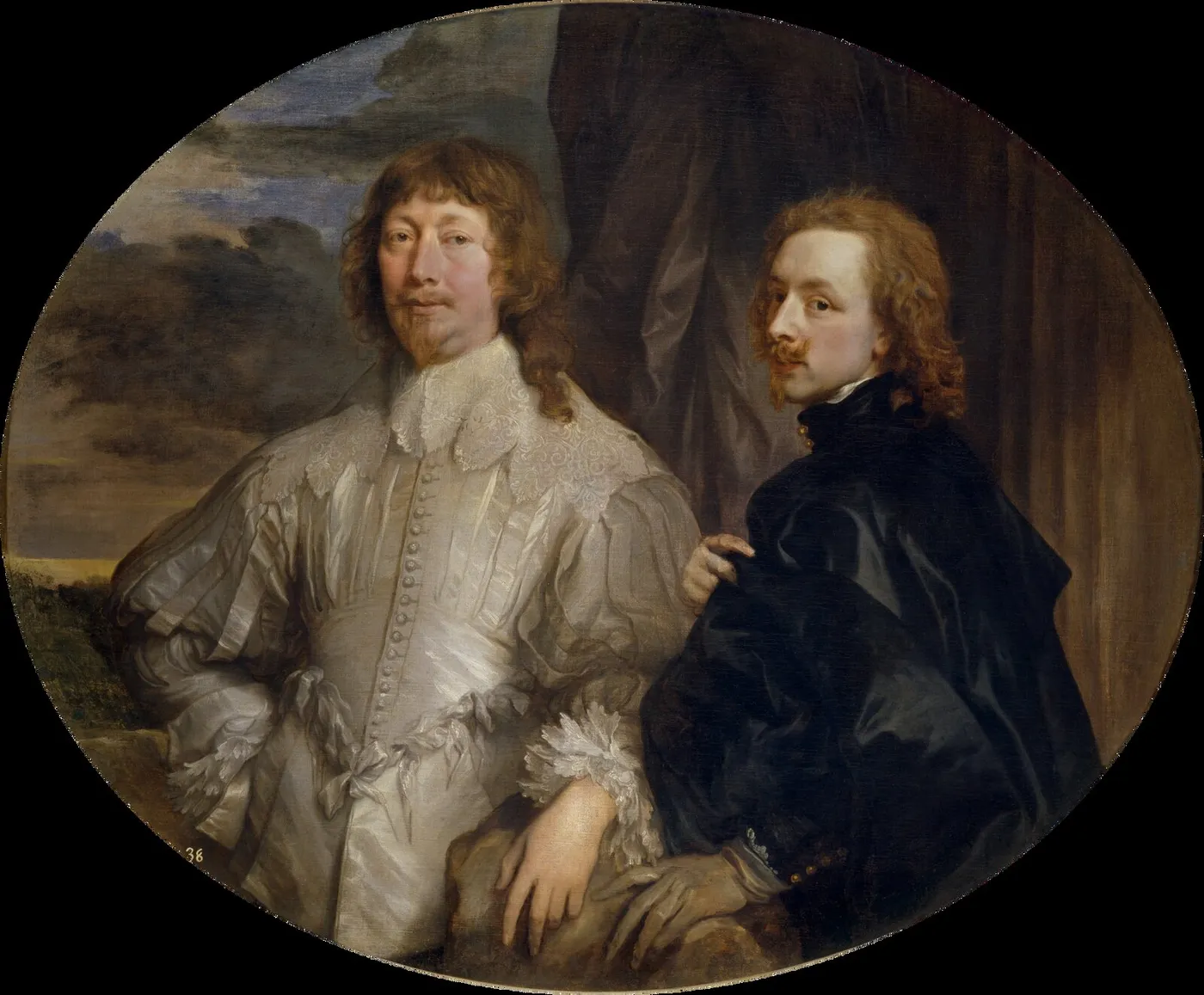 Self-portrait with Sir Endymion Porter (1633) by Anthony van Dyck — original painting reproduced as a hand-painted oil on canvas