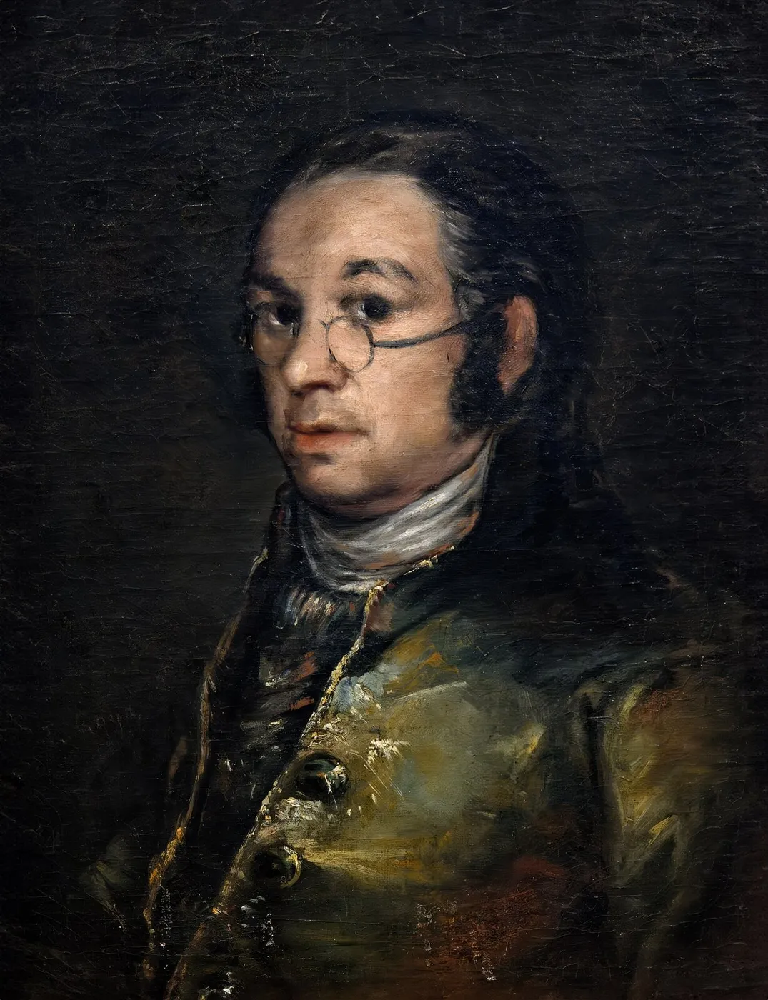 Self portrait with spectacles (1800) by Francisco Goya — original painting reproduced as a hand-painted oil on canvas