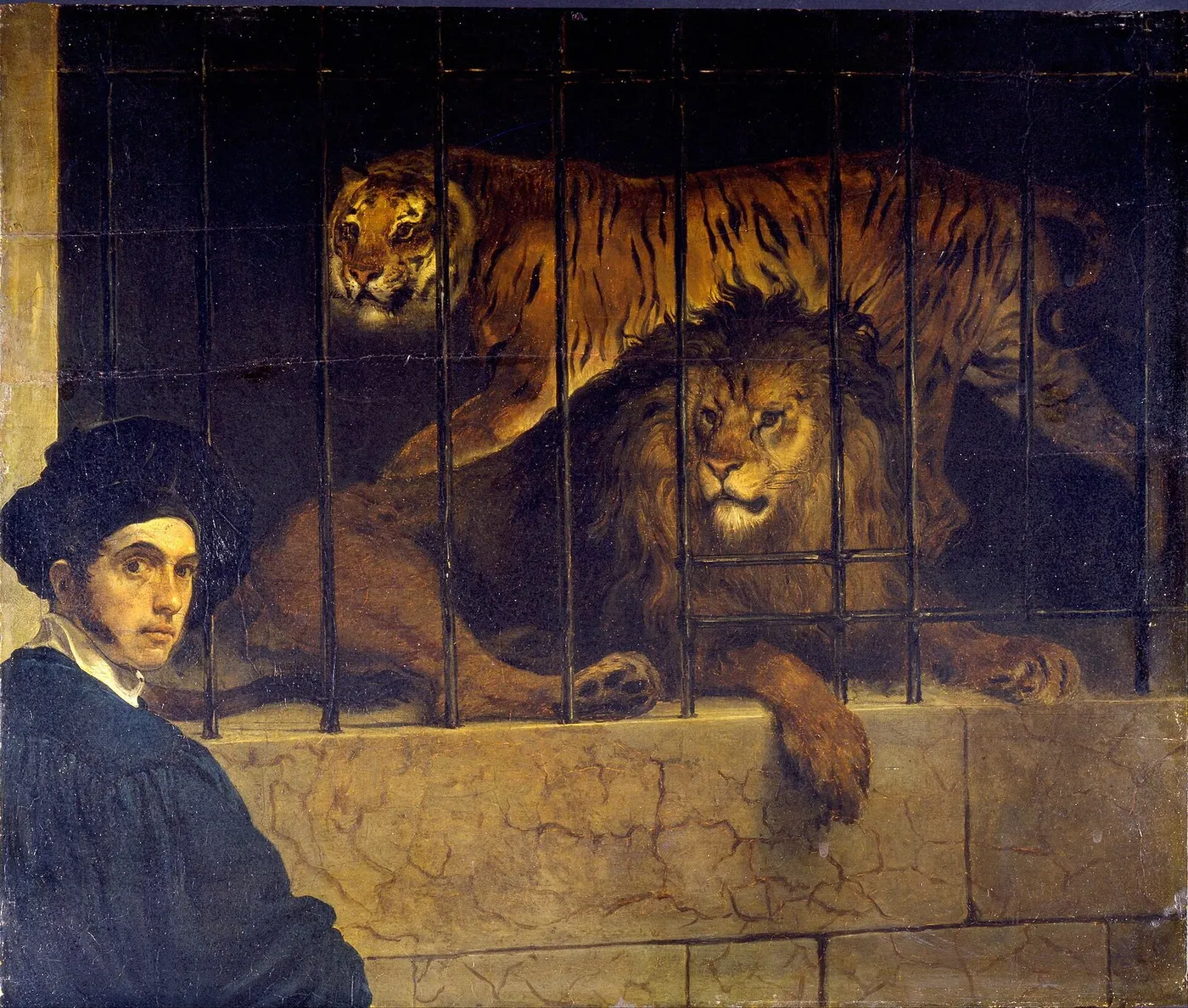 Self-portrait with Tiger and Lion — Francesco Hayez