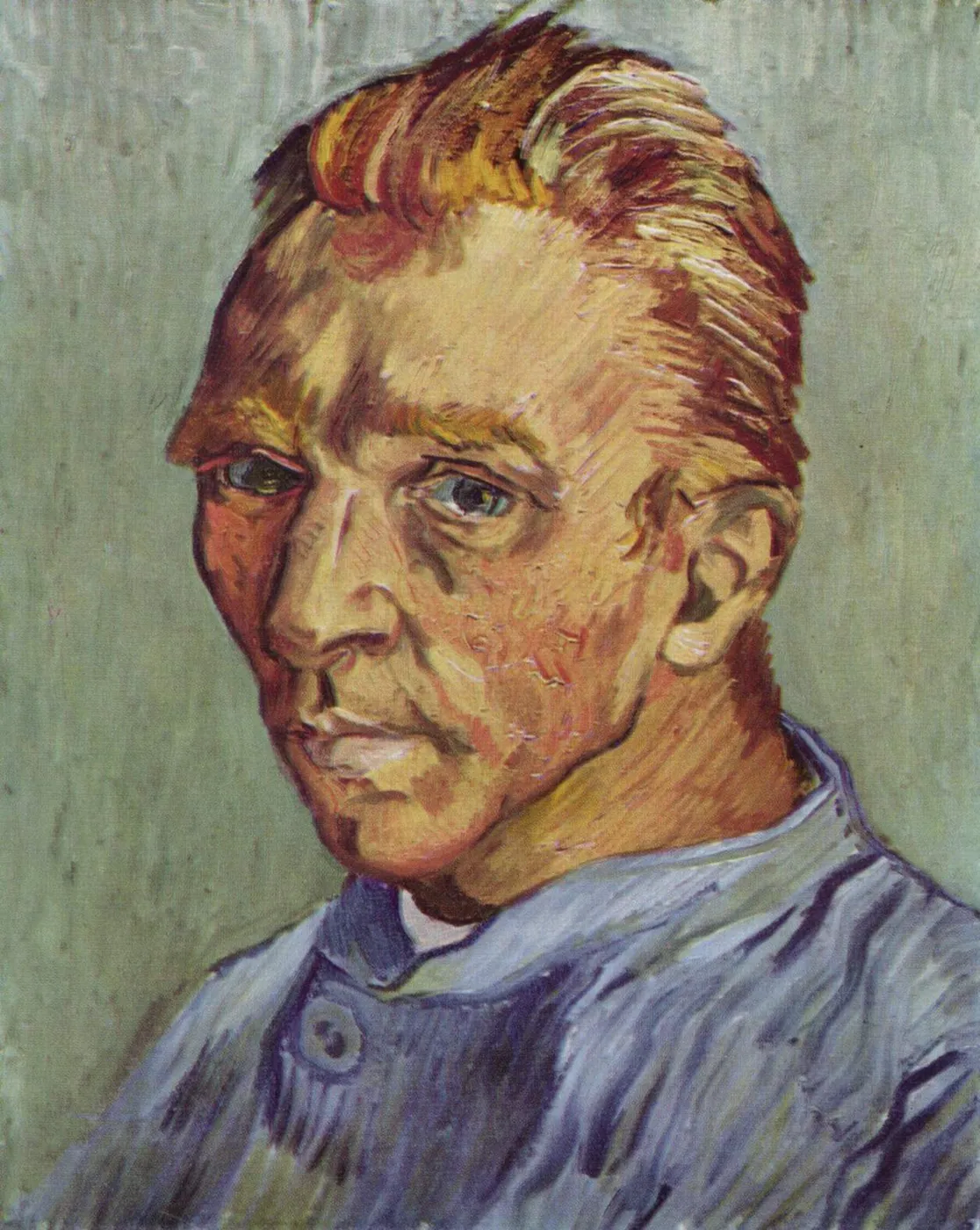 Self-portrait without beard (1889) by Vincent van Gogh — original painting reproduced as a hand-painted oil on canvas