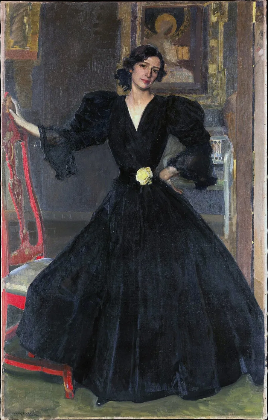 Señora de Sorolla (Clotilde García del Castillo, 1865–1929) in Black (1906) by Joaquín Sorolla — original painting reproduced as a hand-painted oil on canvas