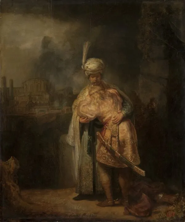 Separation of David and Jonathan (1642) by Rembrandt — original painting reproduced as a hand-painted oil on canvas