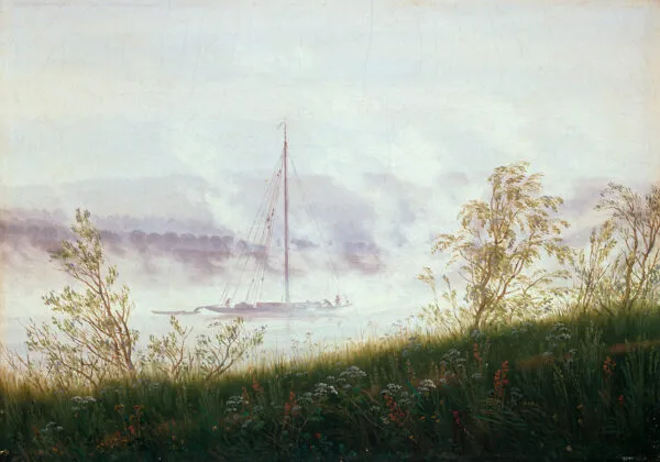 Ship in the early morning fog (1821) by Caspar David Friedrich — original painting reproduced as a hand-painted oil on canvas