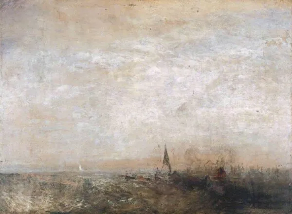 Shipping (1827) by J. M. W. Turner — original painting reproduced as a hand-painted oil on canvas