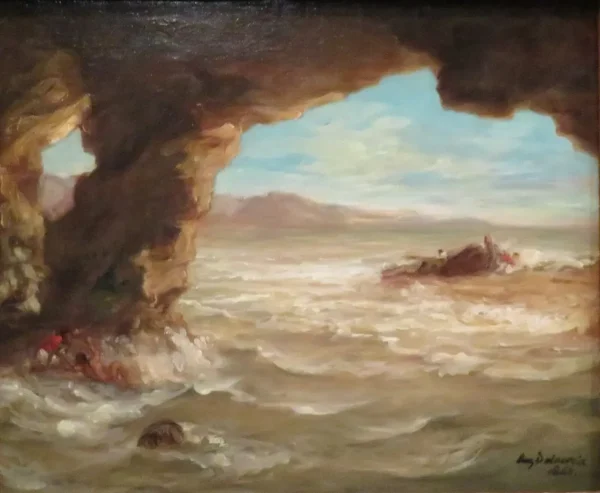 Shipwreck on the Coast (1862) by Eugène Delacroix — original painting reproduced as a hand-painted oil on canvas