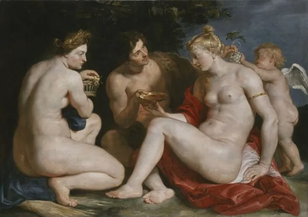 Sine Baccho et Cerere friget Venus (1612) by Peter Paul Rubens — original painting reproduced as a hand-painted oil on canvas