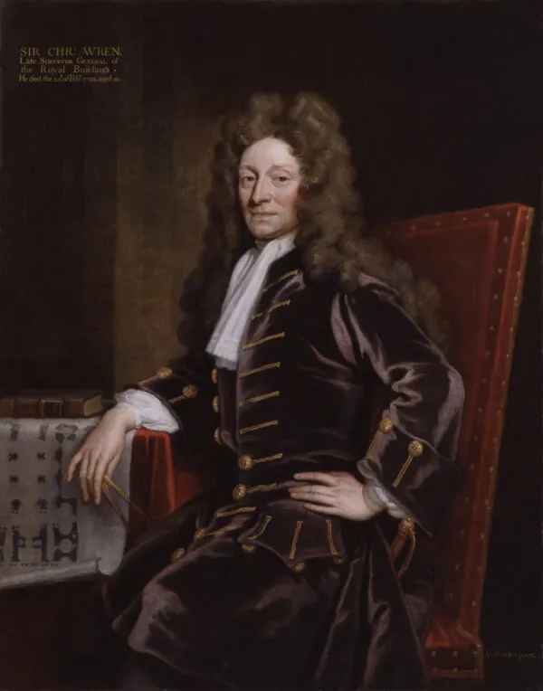 Sir Christopher Wren (1711) by Godfrey Kneller — original painting reproduced as a hand-painted oil on canvas