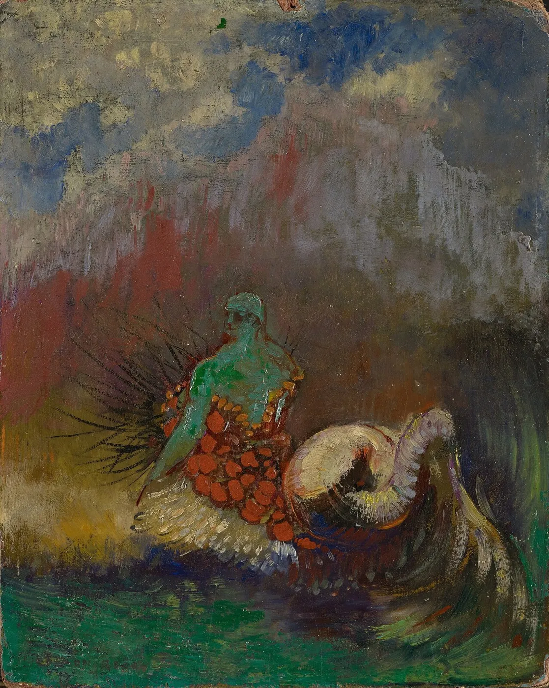 Siren (1900) by Odilon Redon — original painting reproduced as a hand-painted oil on canvas