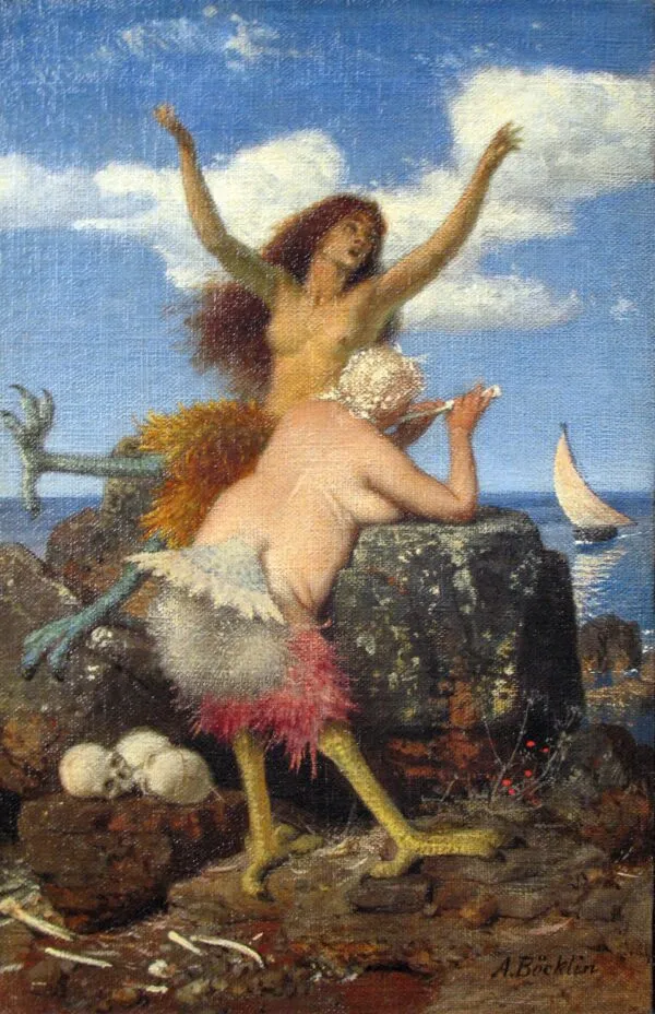 Sirens (1875) by Arnold Böcklin — original painting reproduced as a hand-painted oil on canvas