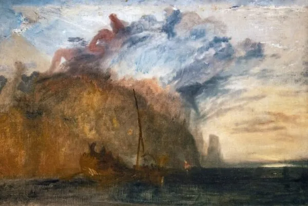 Sketch for ‘Ulysses Deriding Polyphemus’ (1827) by J. M. W. Turner — original painting reproduced as a hand-painted oil on canvas