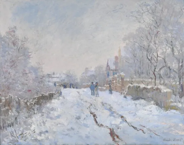Snow at Argenteuil (1875) by Claude Monet — original painting reproduced as a hand-painted oil on canvas