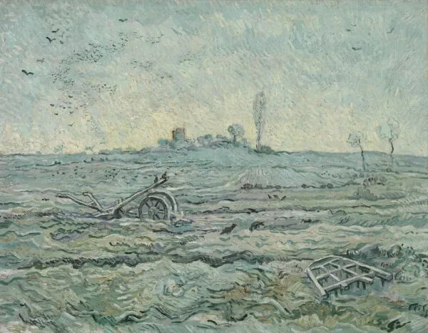 Snow-Covered Field with a Harrow (after Millet) (1890) by Vincent van Gogh — original painting reproduced as a hand-painted oil on canvas