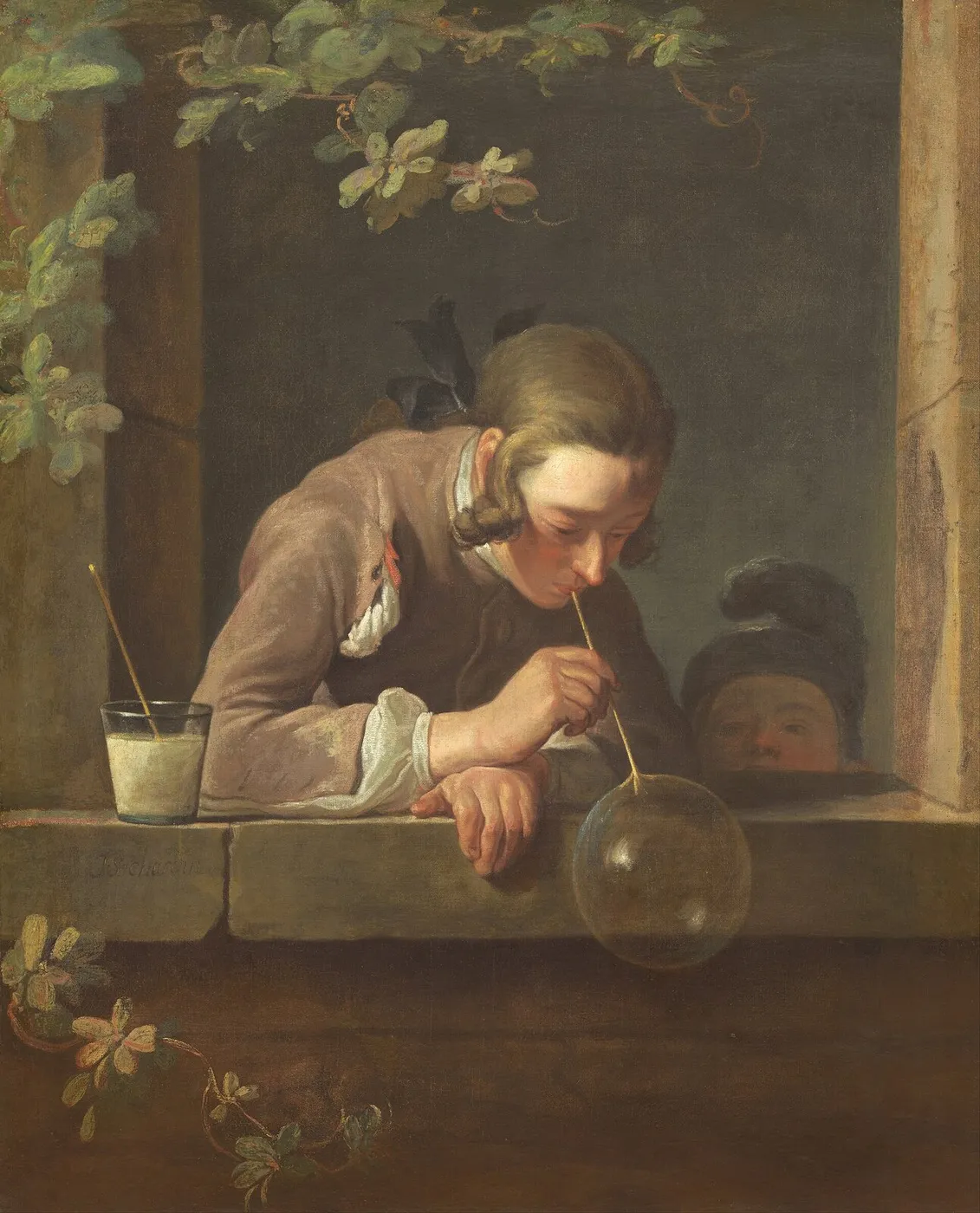 Soap Bubbles (1733) by Jean-Baptiste-Siméon Chardin — original painting reproduced as a hand-painted oil on canvas