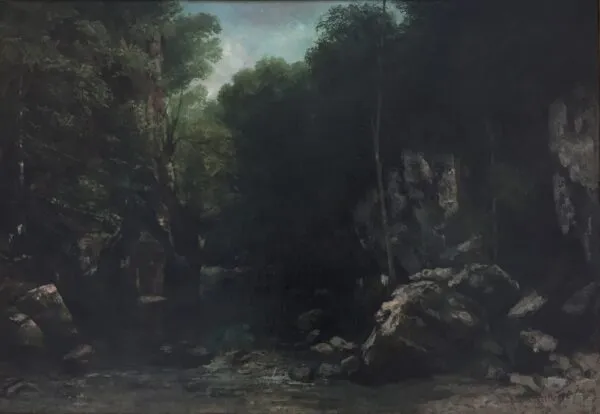 Solitude or the covered stream (1866) by Gustave Courbet — original painting reproduced as a hand-painted oil on canvas