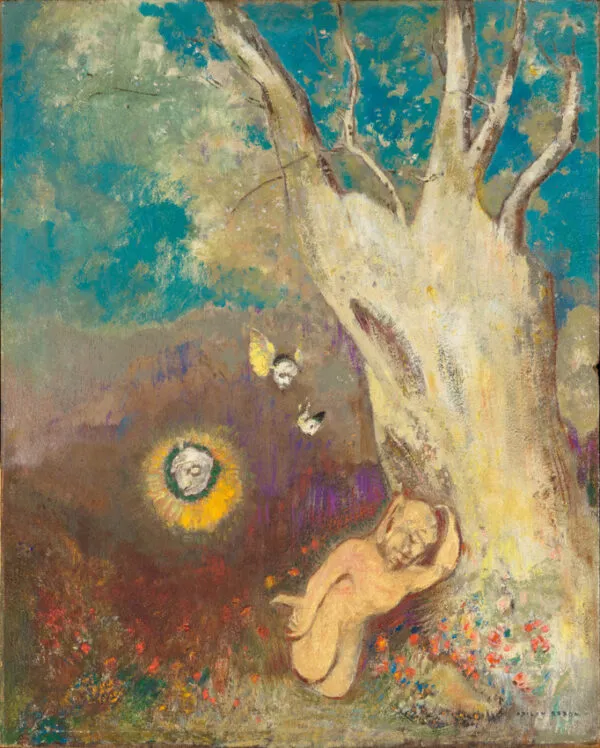 Sommeil de Caliban (1895) by Odilon Redon — original painting reproduced as a hand-painted oil on canvas