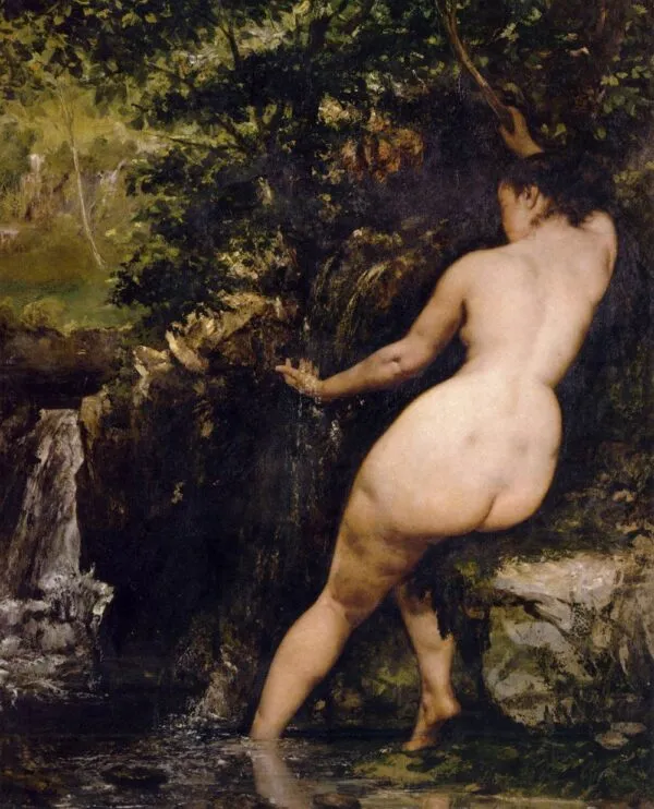 Source (1868) by Gustave Courbet — original painting reproduced as a hand-painted oil on canvas