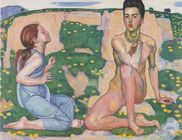 Spring (1901) by Ferdinand Hodler — original painting reproduced as a hand-painted oil on canvas