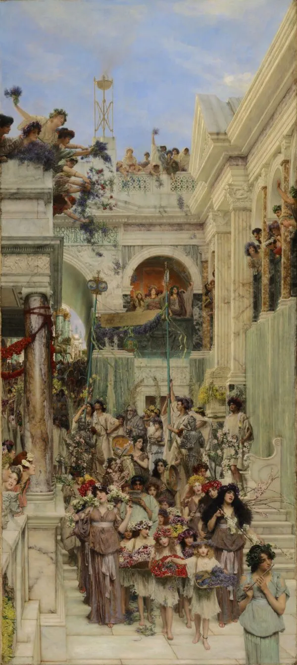 Spring (1894) by Lawrence Alma-Tadema — original painting reproduced as a hand-painted oil on canvas