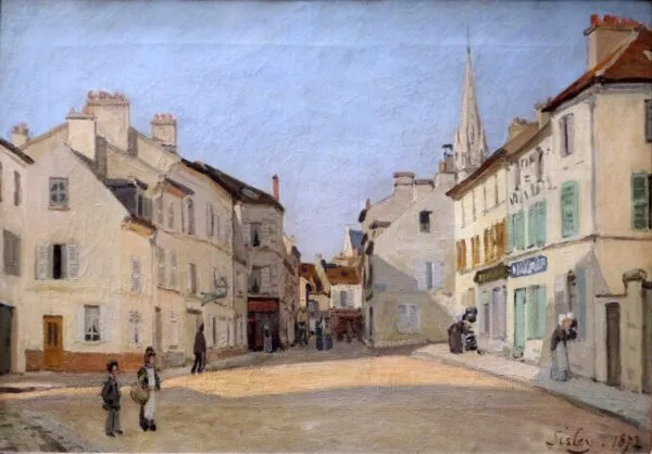 Square in Argenteuil (1872) by Alfred Sisley — original painting reproduced as a hand-painted oil on canvas