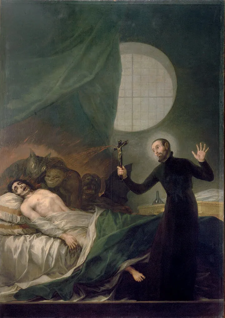 St. Francis Borgia Helping a Dying Impenitent (1788) by Francisco Goya — original painting reproduced as a hand-painted oil on canvas