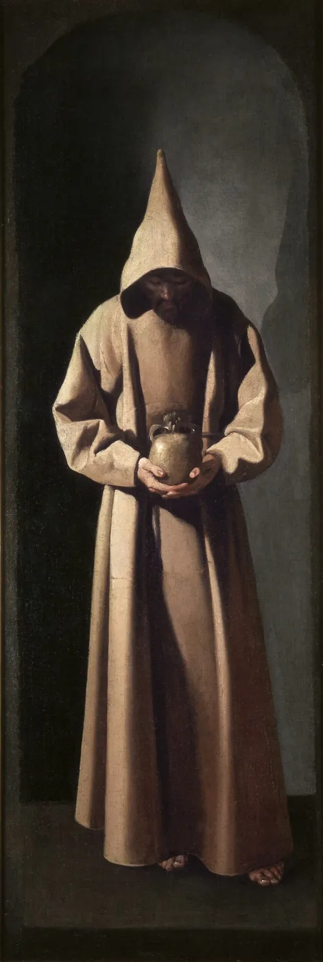 St. Francis Contemplating a Skull (1635) by Francisco de Zurbarán — original painting reproduced as a hand-painted oil on canvas