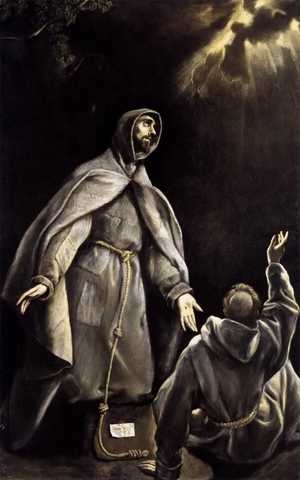 St Francis's Vision of the Flaming Torch (1600) by El Greco — original painting reproduced as a hand-painted oil on canvas