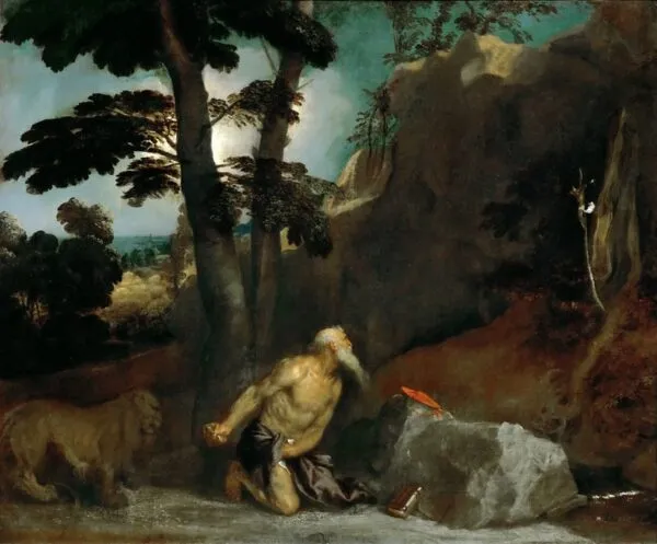 St. Jerome in Penitence (1531) by Titian — original painting reproduced as a hand-painted oil on canvas